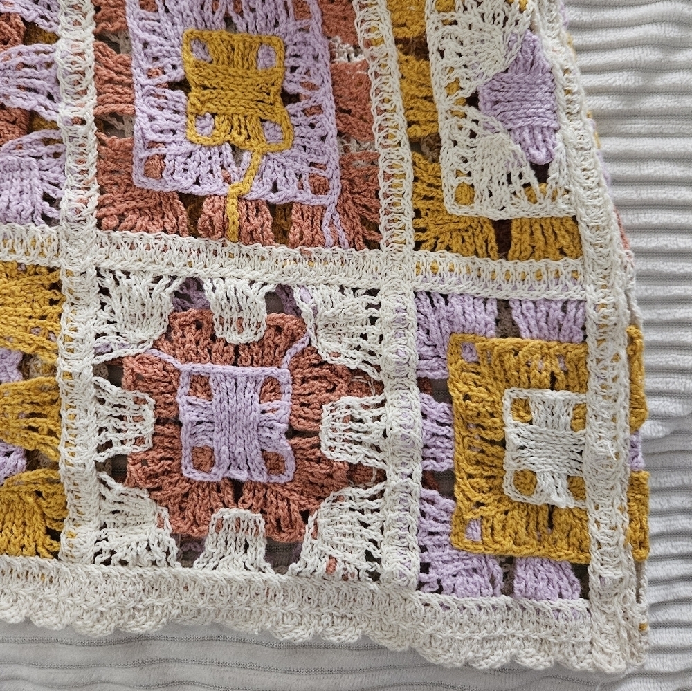 Rebellion Colorful Crochet Patchwork Women's Top Size Large - Picture 2 of 7